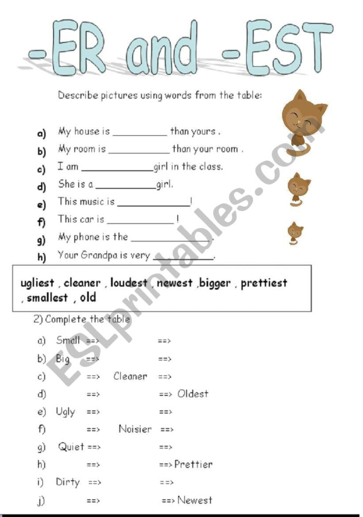 Adjectives er Worksheets WorksheetsCity