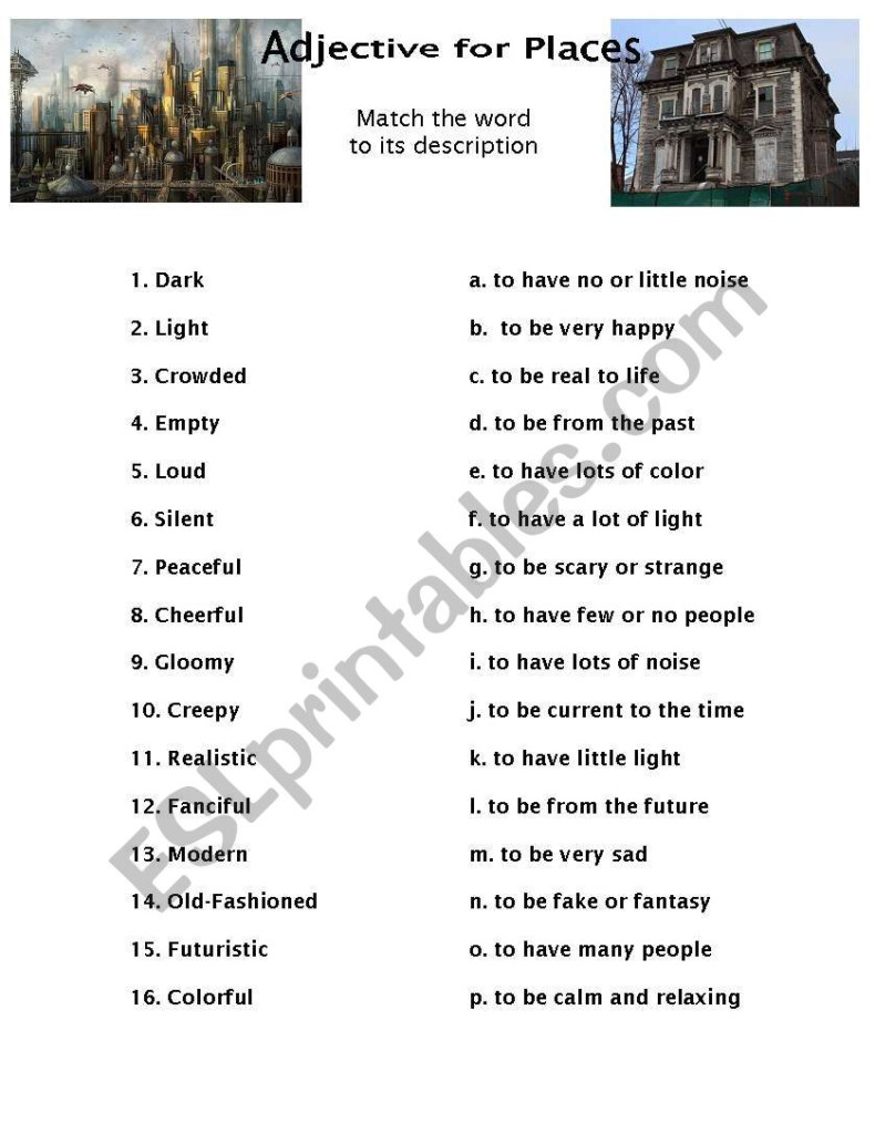 Adjectives For Describing Places ESL Worksheet By Rocky wood