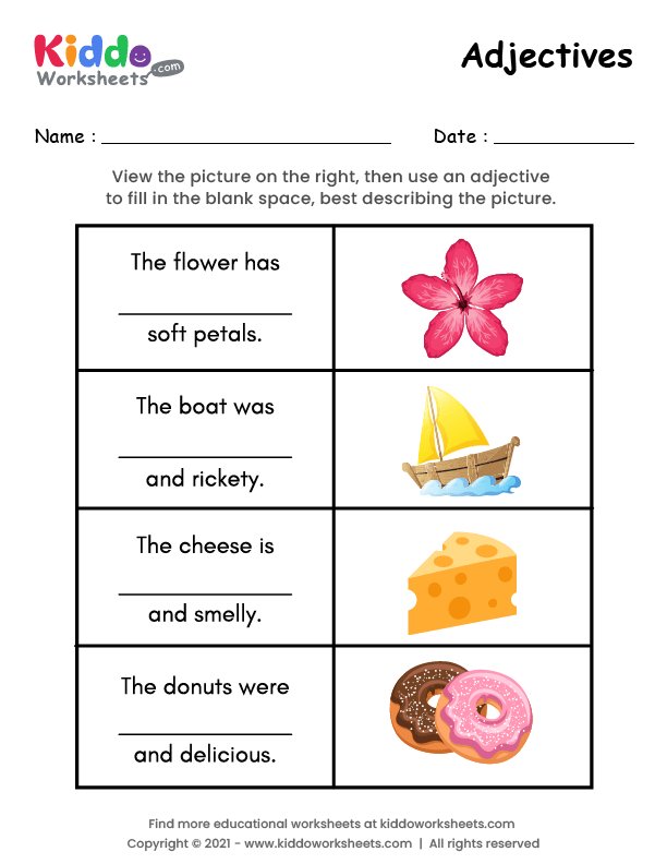 Adjectives For Kindergarten Worksheets Printable Kindergarten Worksheets