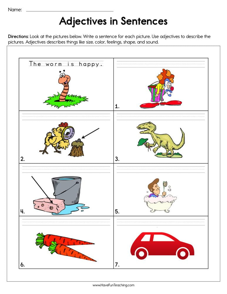 Adjectives In A Sentence Worksheet Have Fun Teaching