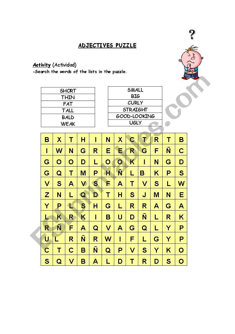 Adjectives Puzzle ESL Worksheet By Yanira35 - Adjectiveworksheets.net