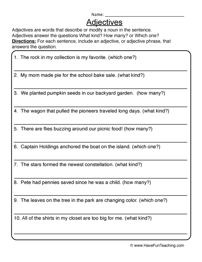 Adjectives Sentence Rewriting Worksheet Have Fun Teaching