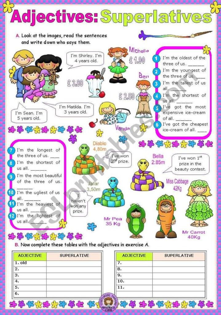 Adjectives Superlatives Worksheet Teaching Verbs Phonics Worksheets 