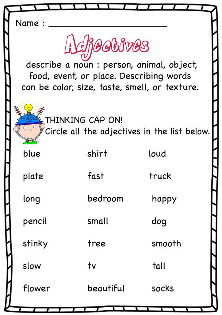 Adjectives Worksheets Adjective Worksheet Kindergarten Worksheets 