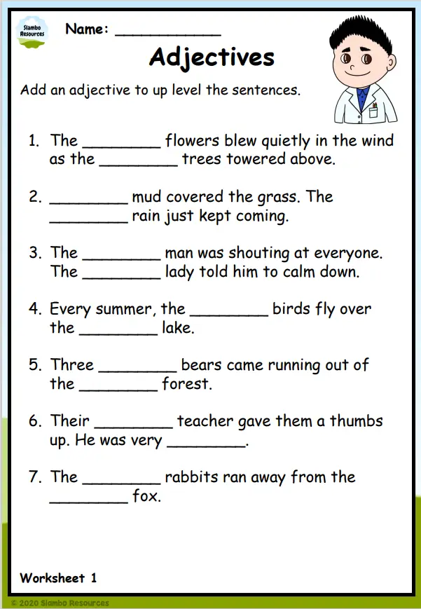 Adjectives Worksheets For Grade 4