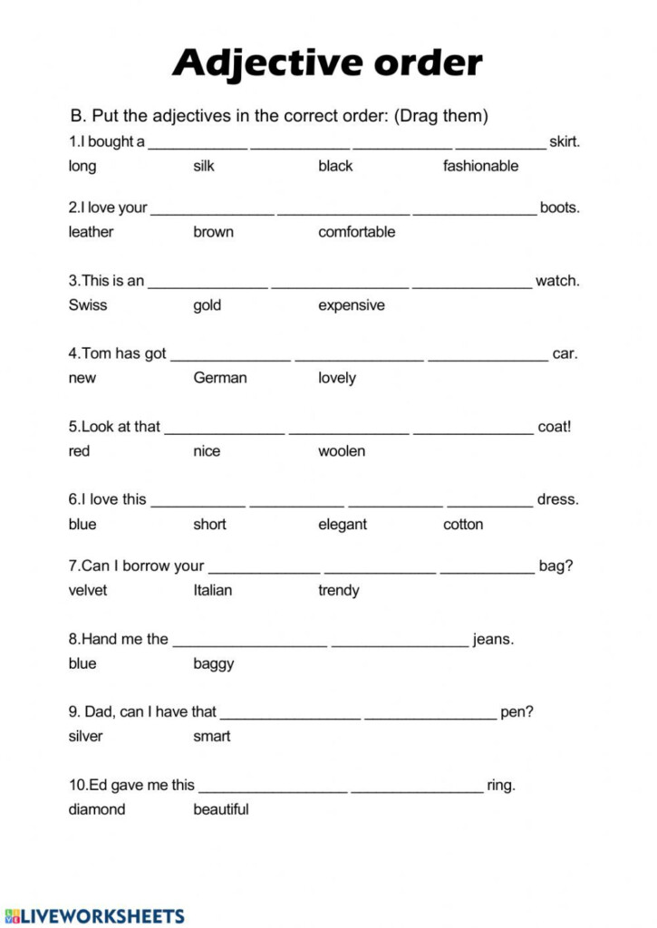 Adjectives Worksheets For Grade 4 Pdf Kidsworksheetfun