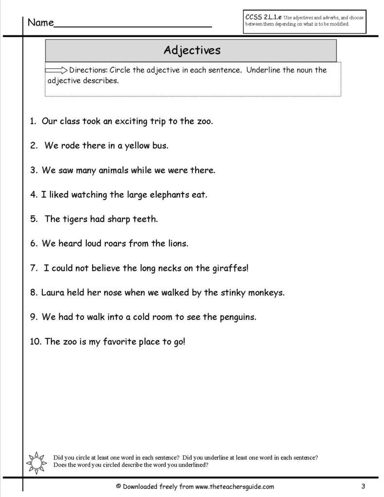 Adjectives Worksheets For Grade 7 With Answers Worksheetpedia