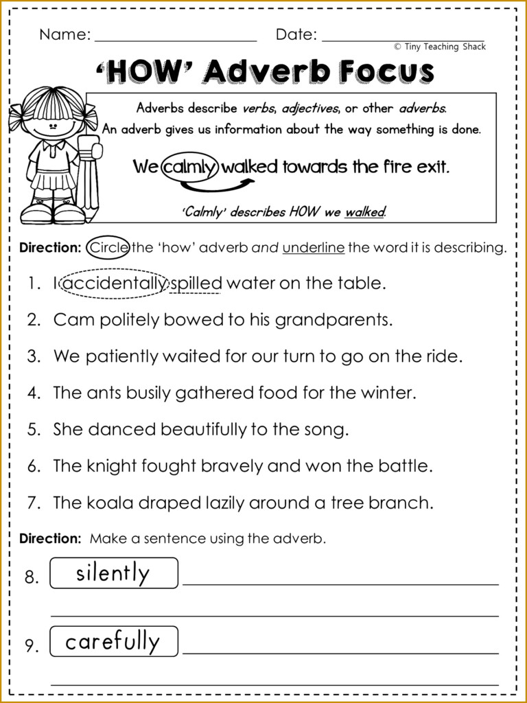 Adverb Worksheets For 2nd Grade