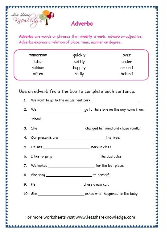Adverbs 5Th Grade Worksheet