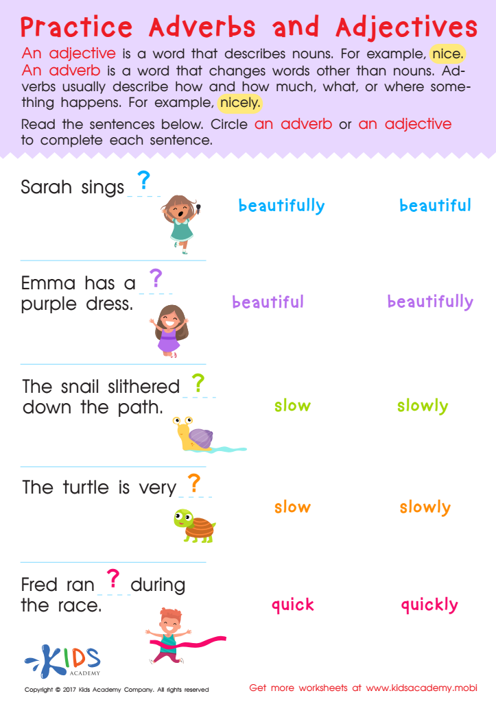 Adverbs And Adjectives Worksheet Free Printable PDF For Kids Answers 