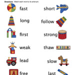 Antonyms Matching Pictures Worksheet Have Fun Teaching