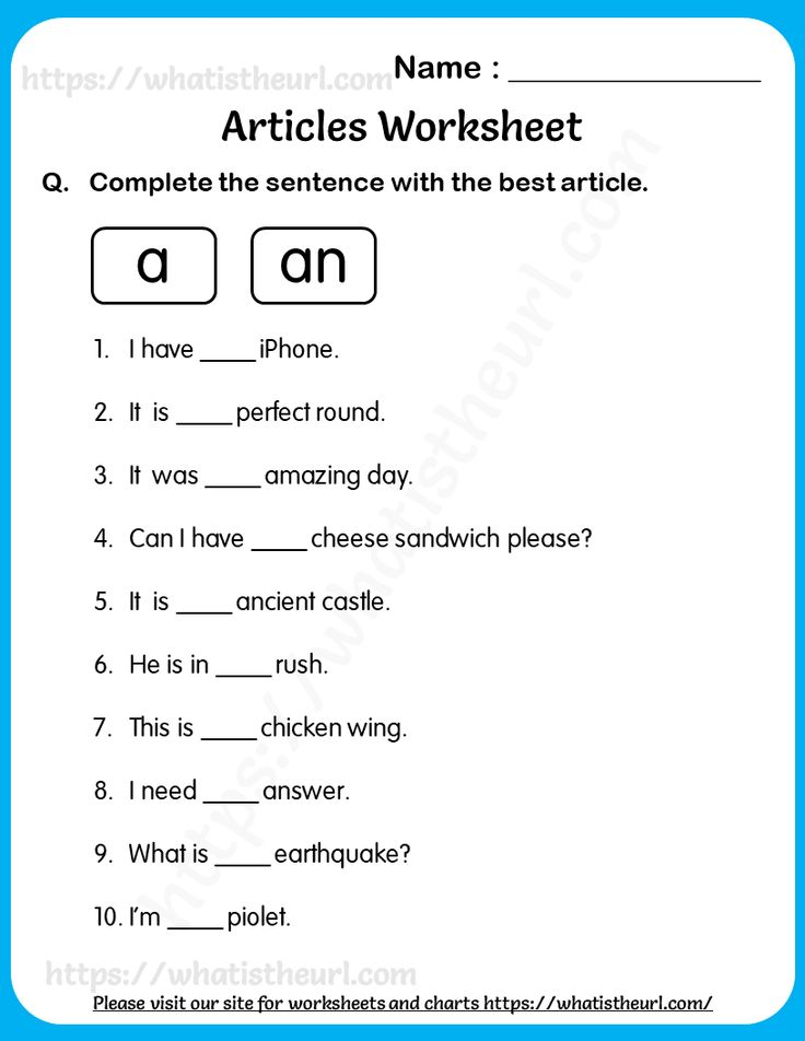 Articles Worksheet For Grade 3 Choose The Best One From A Or An