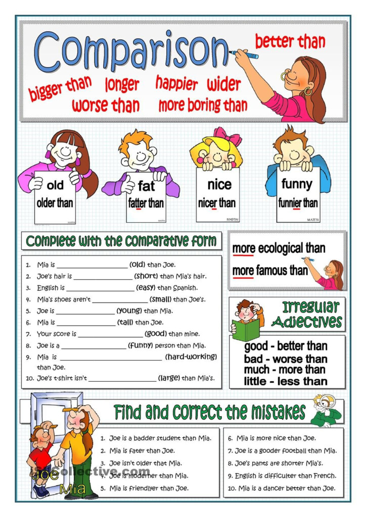 BASIC COMPARISON English Grammar Worksheets Comparative And 