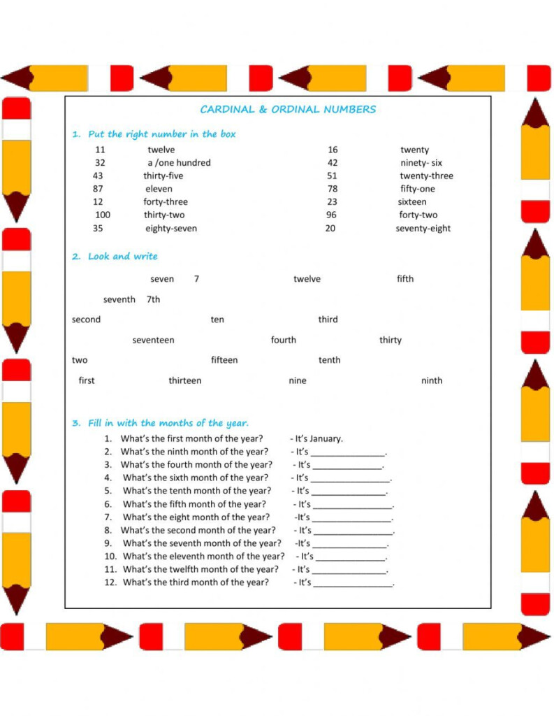 Cardinal And Ordinal Numbers Online Worksheet For Elementary You Can 