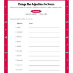 Change The Adjectives To Nouns Printable 3rd 4th Grade Nouns Activity