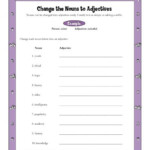 Change The Nouns To Adjectives Printable 3rd 4th Grade Nouns Activity