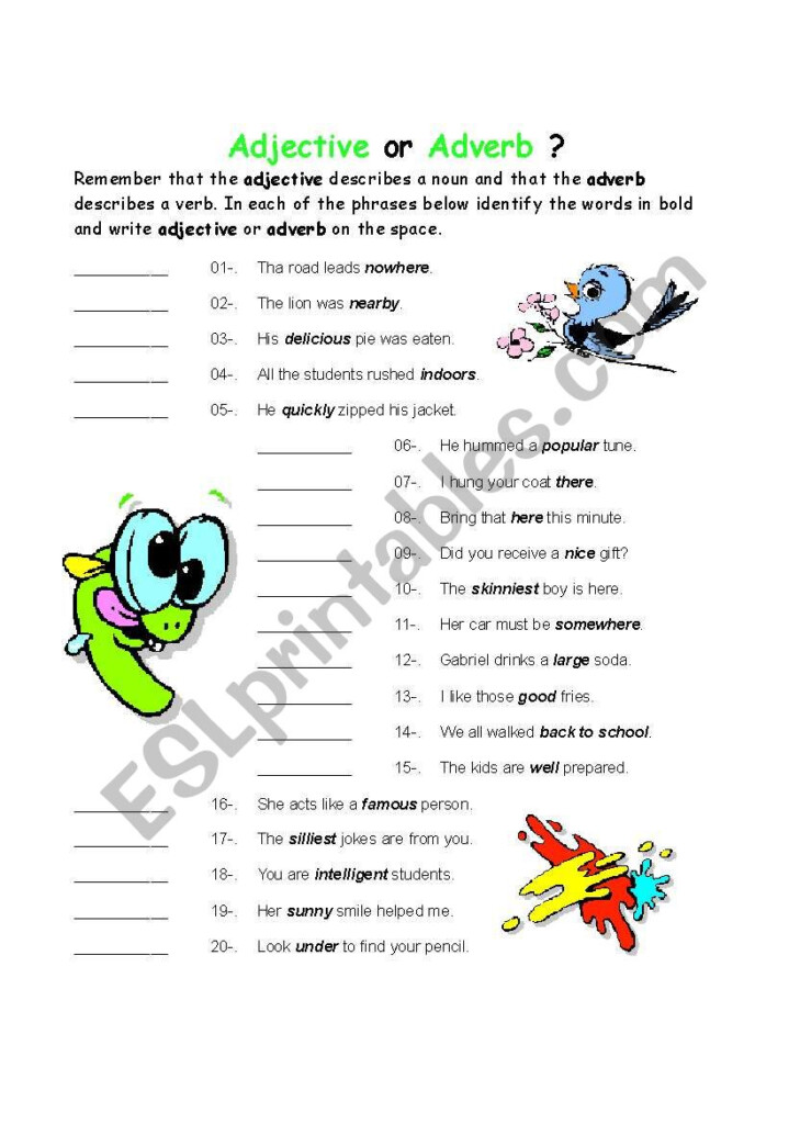 Choose Between Adjective Or Adverb ESL Worksheet By Pya007