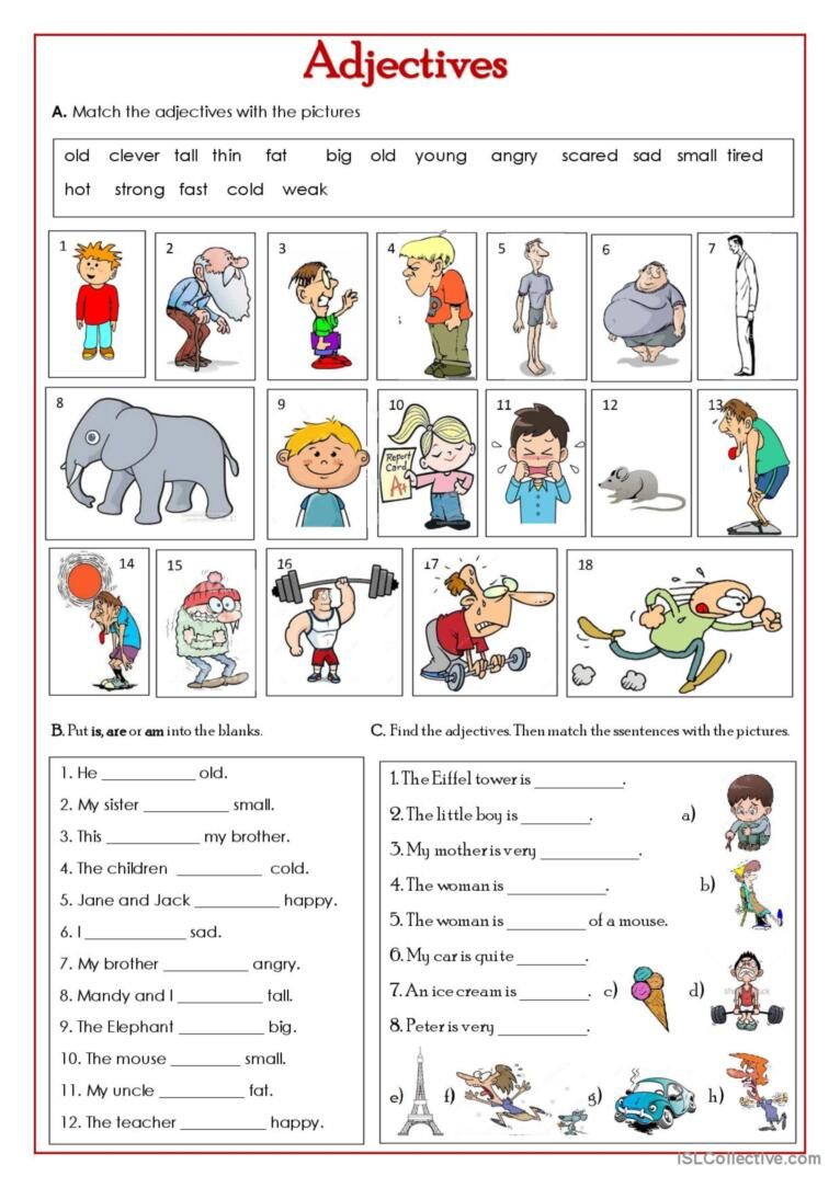 Common Adjectives English Esl Worksheets Pdf Doc Adjectiveworksheets Net