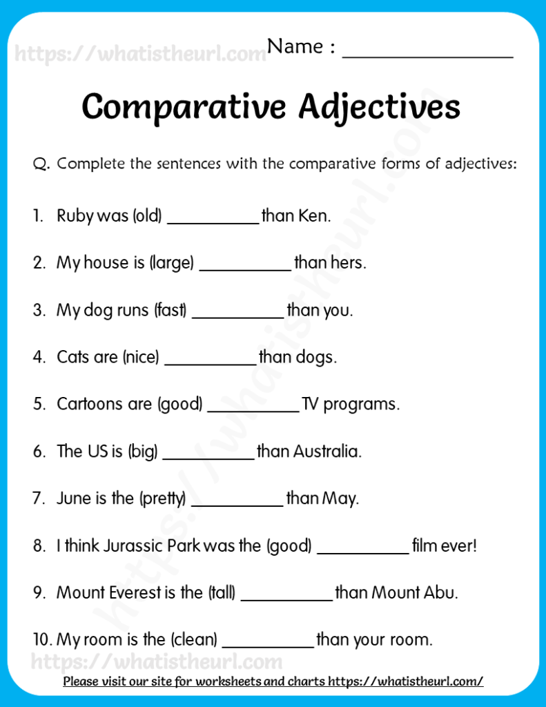 Comparative adjectives worksheets 2 Your Home Teacher
