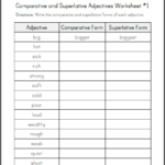 Comparative And Superlative Adjectives Worksheet 1 Student Handouts