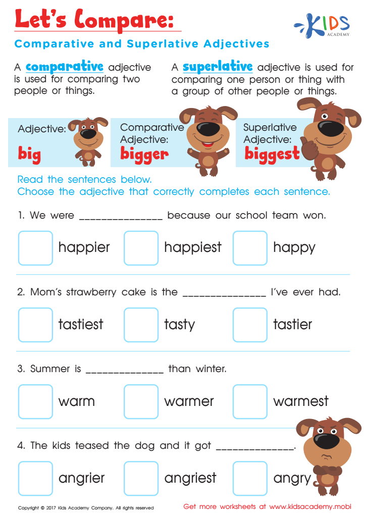 Comparative And Superlative Worksheet Free Printable PDF For Children 