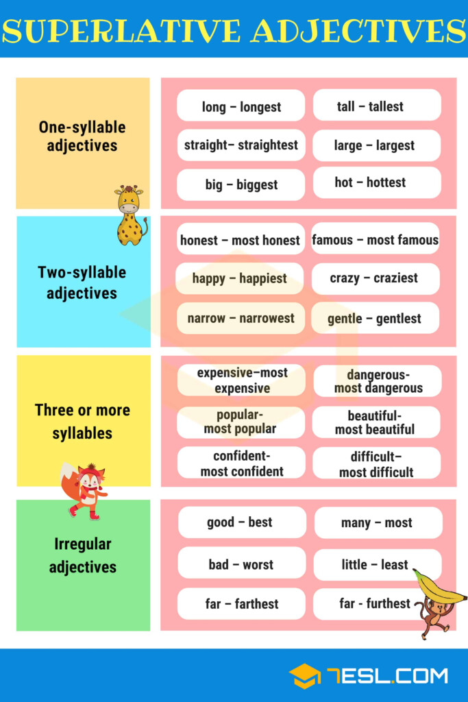 Comparison Of Adjectives Comparative And Superlative Efortless English