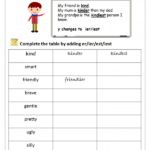 Comparison Of Adjectives Worksheet Grade 4