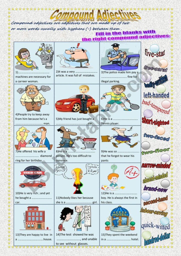 COMPOUND ADJECTIVES ESL Worksheet By Benyoness