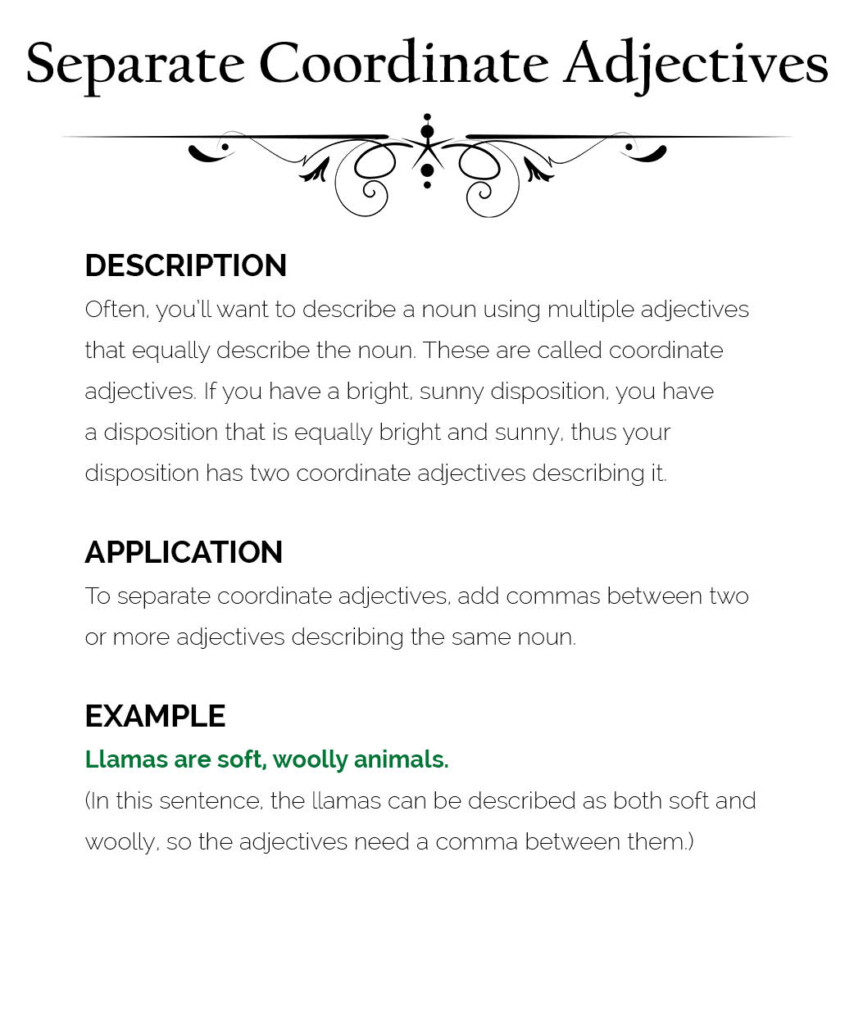  Coordinate Adjectives List Commas And Coordinating Adjectives 