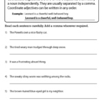 Coordinate Adjectives Worksheet