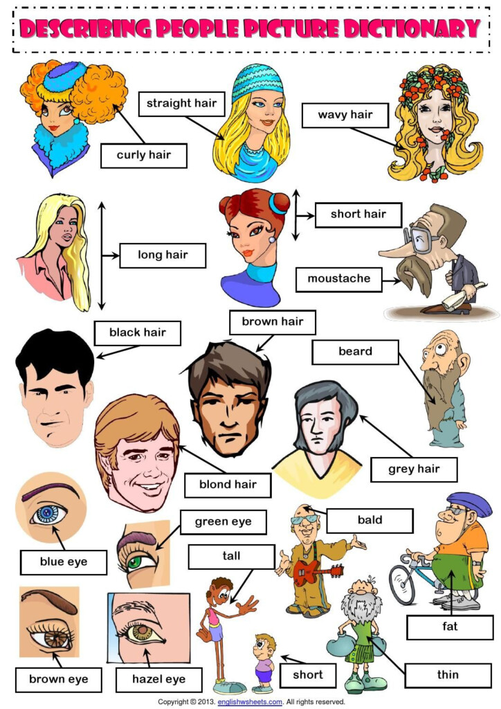 Describing People Picture Dictionary Worksheet Picture Dictionary 