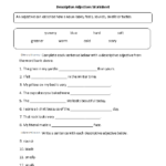 Descriptive Adjectives Worksheet Adjective Worksheet Adjectives