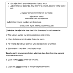 Descriptive And Limiting Adjectives Worksheet Grade 6 Pdf Sandra