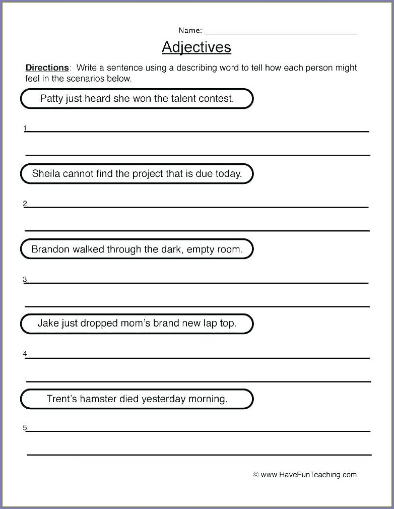 Descriptive And Limiting Adjectives Worksheet Pdf Grade 2 Worksheet 