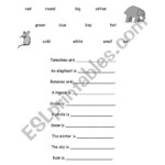 English Worksheets Adjectives Cloze