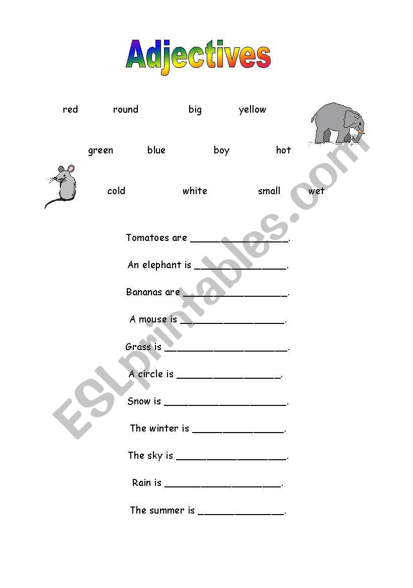 Cloze Activities Worksheets Adjectives - Adjectiveworksheets.net