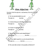 English Worksheets Alien Adjectives