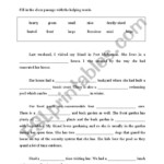 English Worksheets Cloze Passage On Adjectives