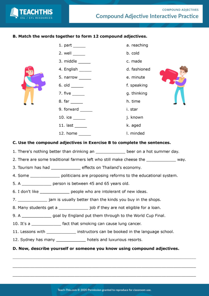 ESL Compound Adjectives Interactive Worksheet Online Reading And 