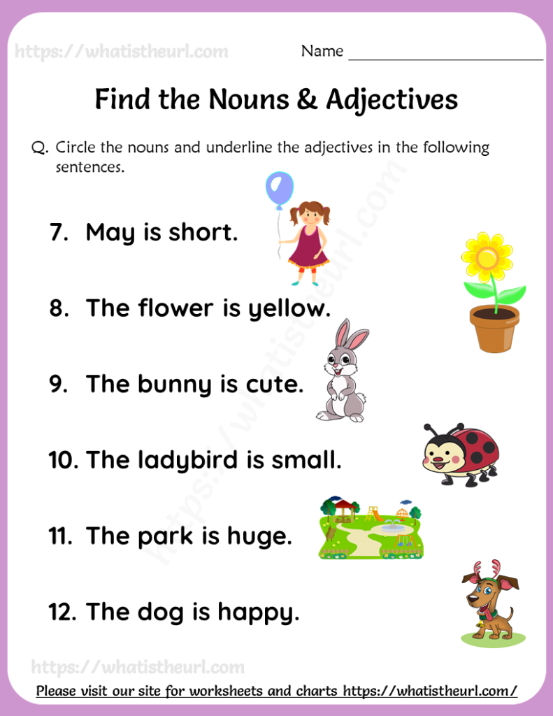 Find The Nouns Adjectives Worksheets For Grade 1 Your Home Teacher 