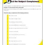 Find The Subject Complement Worksheet