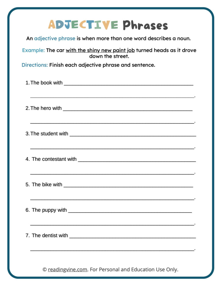 Reduction Of Adjective Clauses To Adjective Phrases Worksheet 