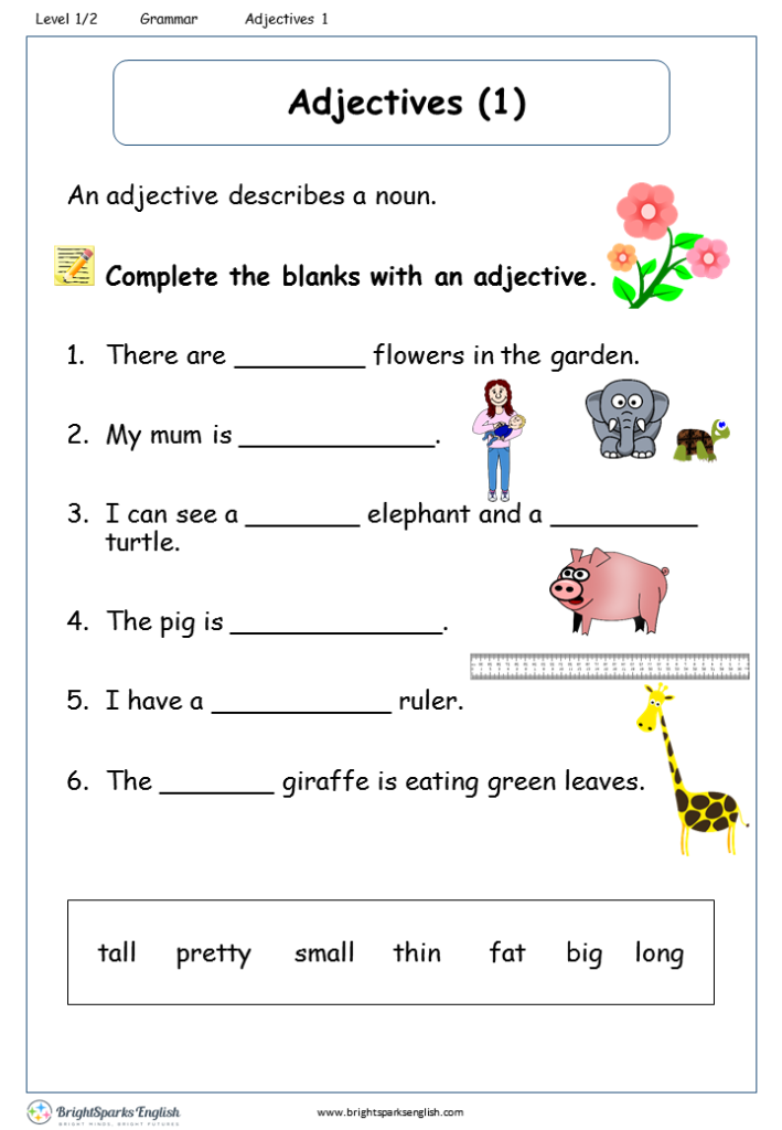 Free Adjectives Worksheet