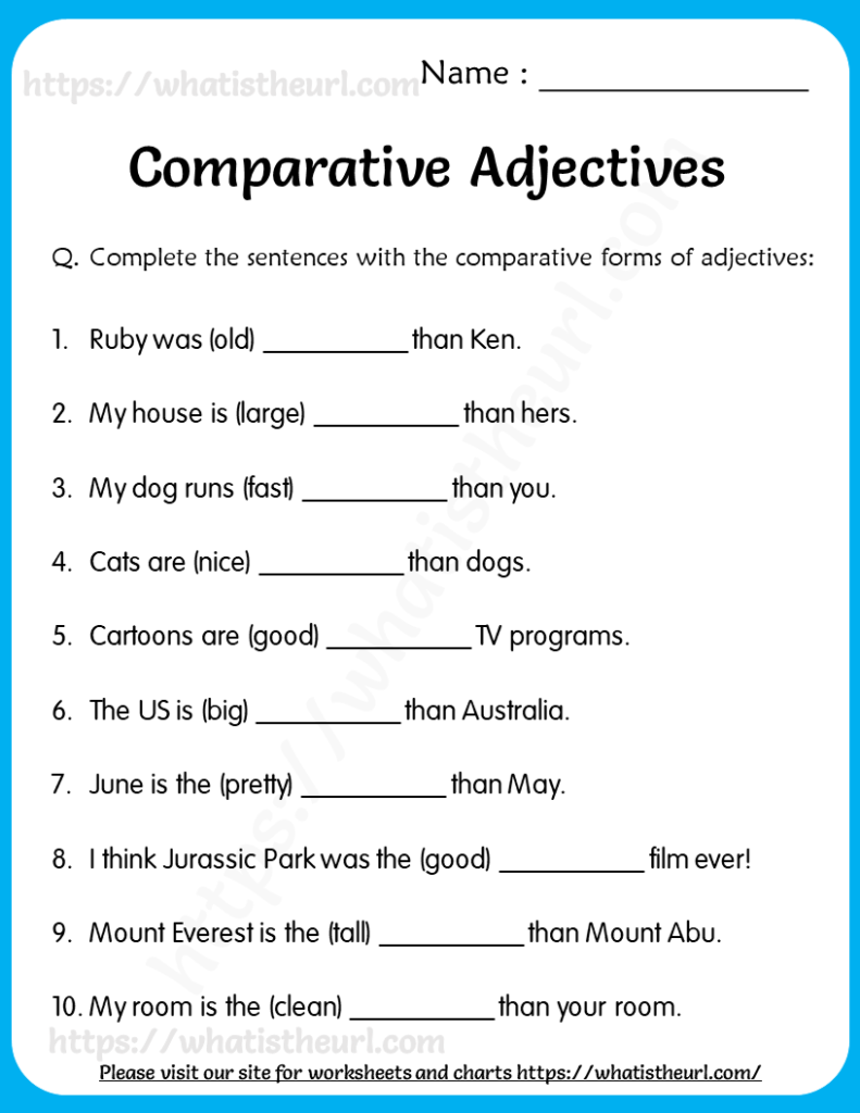 Free Printable Adjective Worksheets