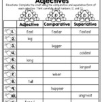 Free Printable Worksheets On Comparing Adjectives Grade 5 Learning