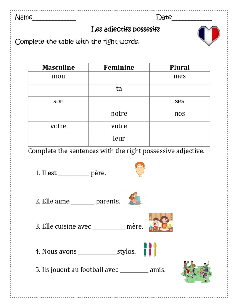 French Possessive Adjectives Les Adjectifs Possessifs Made By Teachers