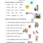 Grade 1 Sample Worksheets On Nouns Verbs And Adjectives