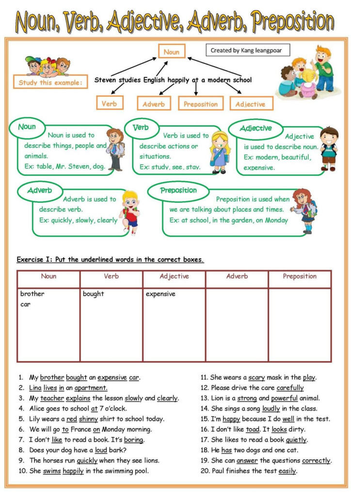 Grammar Worksheet Packet Nouns Adjectives And Verbs Worksheets Nouns 