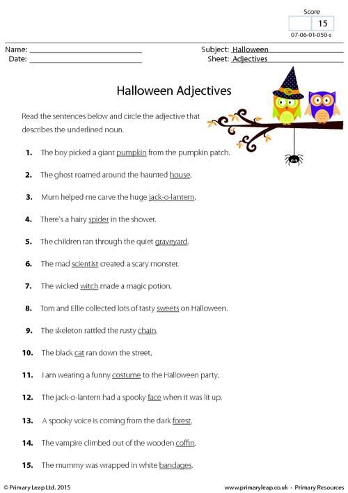 Halloween Adjectives Worksheet Adjective Worksheet Adjectives