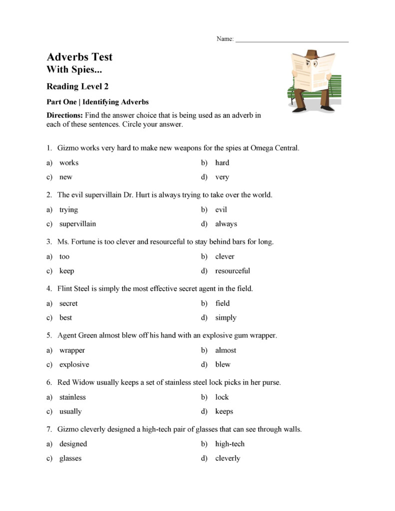 Identifying Adverbs Test Reading Level 2 Preview